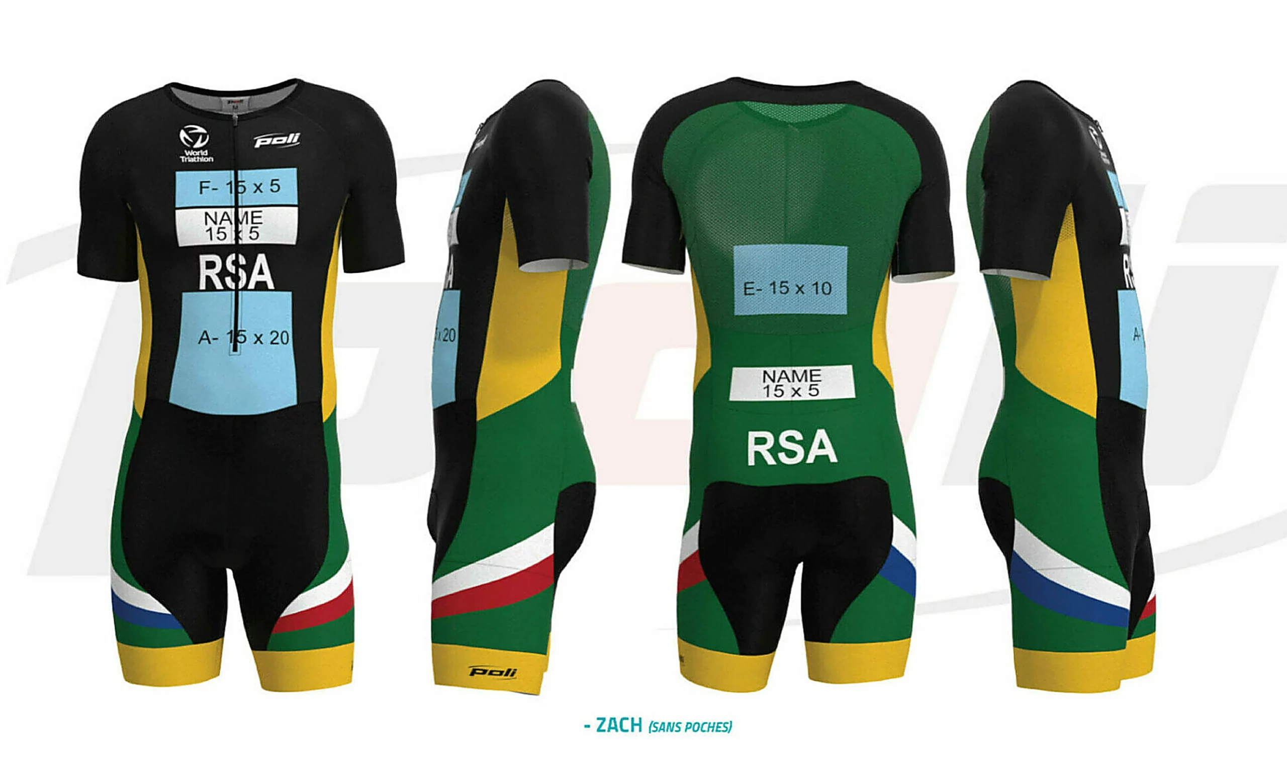 photo of unisex premium elite trisuit RSA for world triathlon world champs